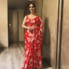 Diksha sharma Red Color Satin Silk Blouse Digital Print Saree