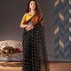 Glamorous Black Color Heavy Butterfly Net Embroidery Saree