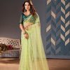 Glamorous Green Color Heavy Butterfly Net Embroidery Saree