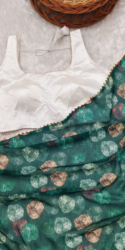 Glamorous Green Color Heavy Georgette Digital Printed Saree