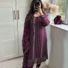 Glamorous Purple Color Faux Georgette Embroidery Salwar Suit