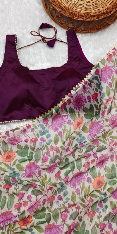 Glamorous White Color Heavy Fox Georgette Digital Printed Saree