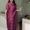 Good-Looking Purple Color Vichitra Fabric And Sequence Saree
