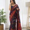 Graceful Black Color Kashmiri Running Thread Zari Work Saree