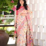 Graceful Cream Color Kashmiri Running Thread Zari Work Saree
