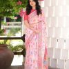 Graceful Pink Color Kashmiri Running Thread Zari Work Saree