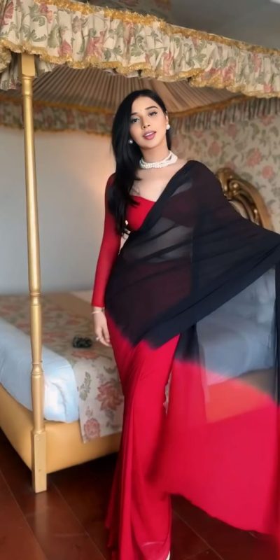 Grand Black & Red Color Soft Georgette Silk Design All Over Saree