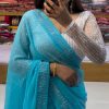Grand Blue Color Georgette Shining Diamond All Over Saree
