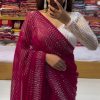 Grand Maroon Color Georgette Shining Diamond All Over Saree