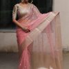 Grand Pink Color Organza Jacquard Butti Worked Saree