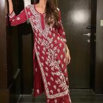 Grand Red Color Georgette Thread Embroidered Salwar Suit