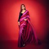 Kriti Sanon Pink & Red Color Satin Silk Lining Design Saree