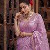 Majestic Onion Color Georgette Beautiful Embroidery Saree