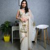 Majestic White Color Nylon Butterfly Net Sequence Thread Saree