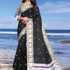 Mesmerizing Black Color Soft Lichi Silk Silver Zari Design Saree