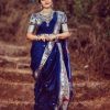 Mesmerizing Blue Color Soft Lichi Silk Silver Zari Design Saree