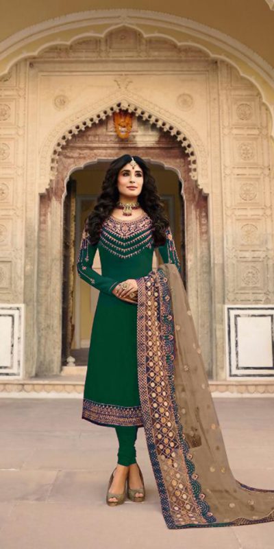 Musical Green Color Georgette Embroidered Sequence Salwar Suit