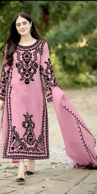 Mystical Pink Color Georgette Embroidery Sequins Sharara Suit