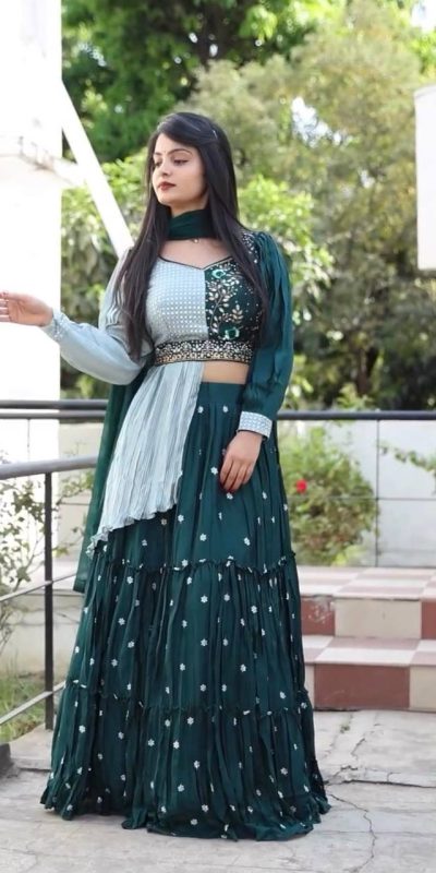 New Modal Green Color Heavy Chinon Embroidery Lehenga Choli