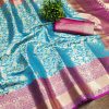 Nice Blue Soft Organic Banarasi Silk Gold Zari Weaving Saree