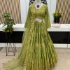 Nice Green Color Georgette Embroidery Sequence Lehenga Choli