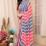 Nice Pink & Blue Color Soft Georgette Silk Design All Over Saree