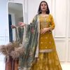 Nice Yellow Color Pure Heavy Chinnon Silk Embroidery Salwar Suit