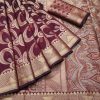 Peaceful Maroon Color Soft Lichi Silk Beautiful Cooper Zari Saree