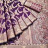 Peaceful Purple Color Soft Lichi Silk Beautiful Cooper Zari Saree