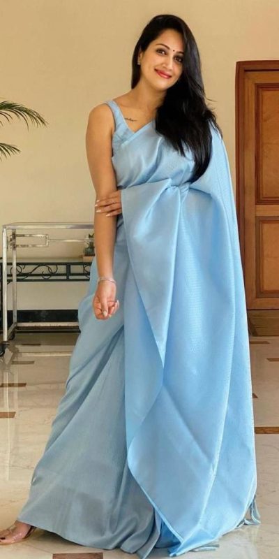 Peaceful Sky Blue Color Soft Lichi Silk Jacquard  All Over Saree