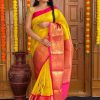 Peaceful Yellow Color Soft Lichi Silk Jacquard  All Over Saree