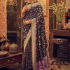 Perfect Black Color Kashmiri Running Thread Zari Work Saree