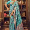 Perfect Blue Color Kashmiri Running Thread Zari Work Saree
