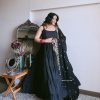 Pretty Black Color Chinon Embroidery Sequence Anarkali Suit