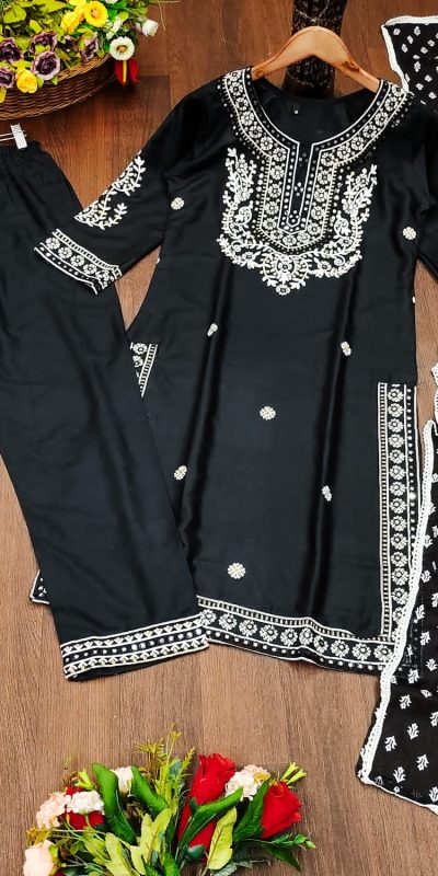 Pretty Black Color Rayon Kurti Wid Full Mirror Work Kurti