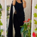 Pretty Black Color Soft Georgette Silk Design All Over Work Saree