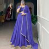 Pretty Blue Color Georgette Print With Lace Border Lehenga Choli