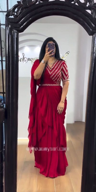 Pretty Cerise Color Choline Embroidery Sequence Lehenga Choli