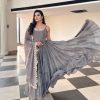 Pretty Grey Color Chinon Embroidery Sequence Anarkali Suit