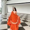 Pretty Orange Color Chinon Embroidery Sequence Anarkali Suit