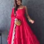 Pretty Pink Color Chinon Embroidery Sequence Anarkali Suit