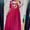 Pretty Pink Color Faux Georgette Multi-Thread Anarkali Suit