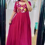 Pretty Pink Color Faux Georgette Multi-Thread Anarkali Suit