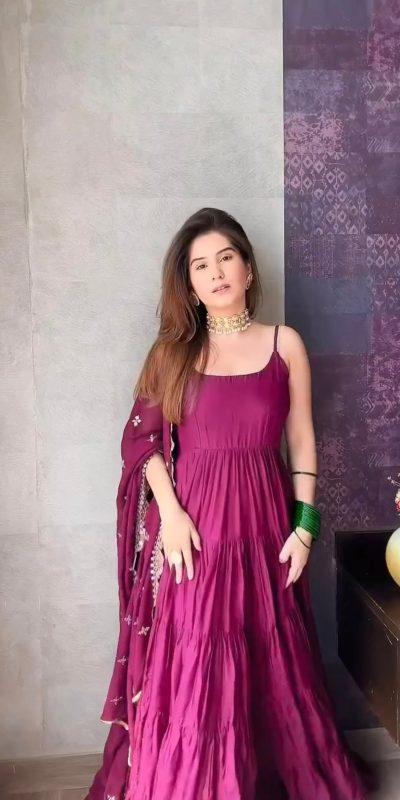 Pretty Purple Color Chinon Embroidery Sequence Anarkali Suit