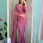 Pretty Purple Color Soft Georgette Silk Design All Over Work Saree