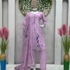 Pretty Violet Color Lachka Silk Digital Printed Work Salwar Suit