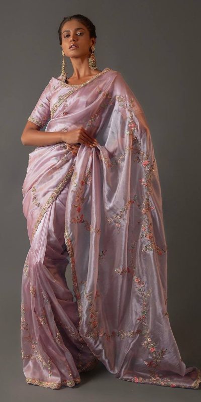 Special Purple Soft Jimmy Choo Embroidery Sequence Saree