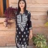 Splendorous Black Color Rayon Chine Stitched Work Salwar Suit