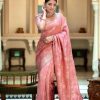 Splendorous Peach Color Soft Lichi Silk Jacquard  All Over Saree