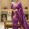 Splendorous Purple Color Soft Lichi Silk Jacquard  All Over Saree
